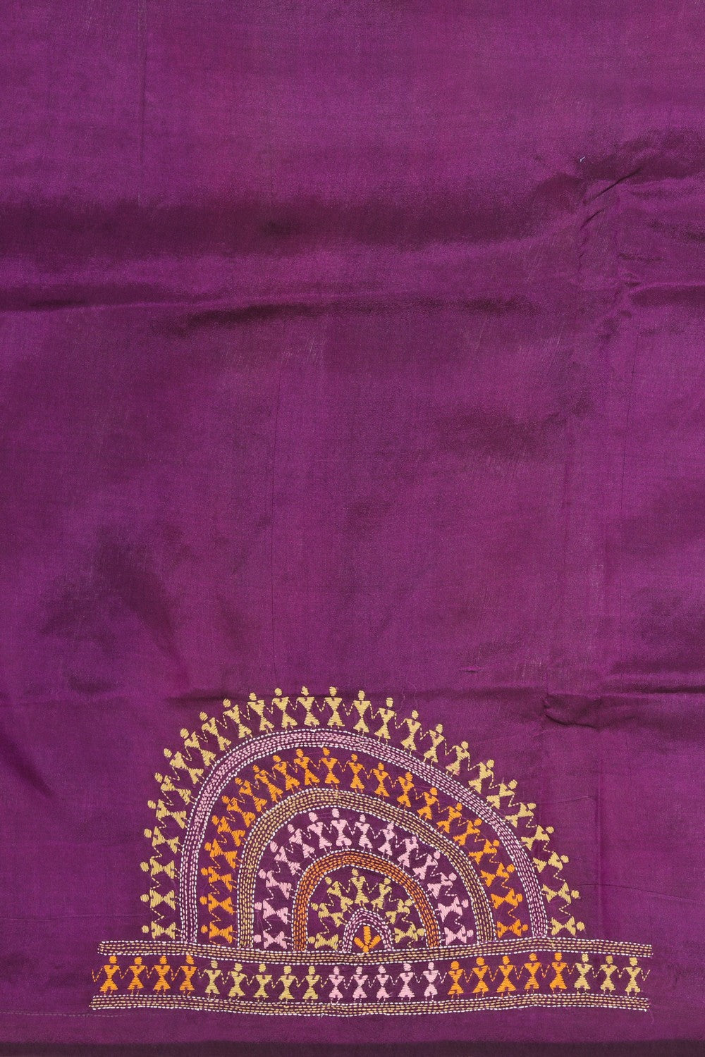 Image of Kantha Stitch Violet Saree